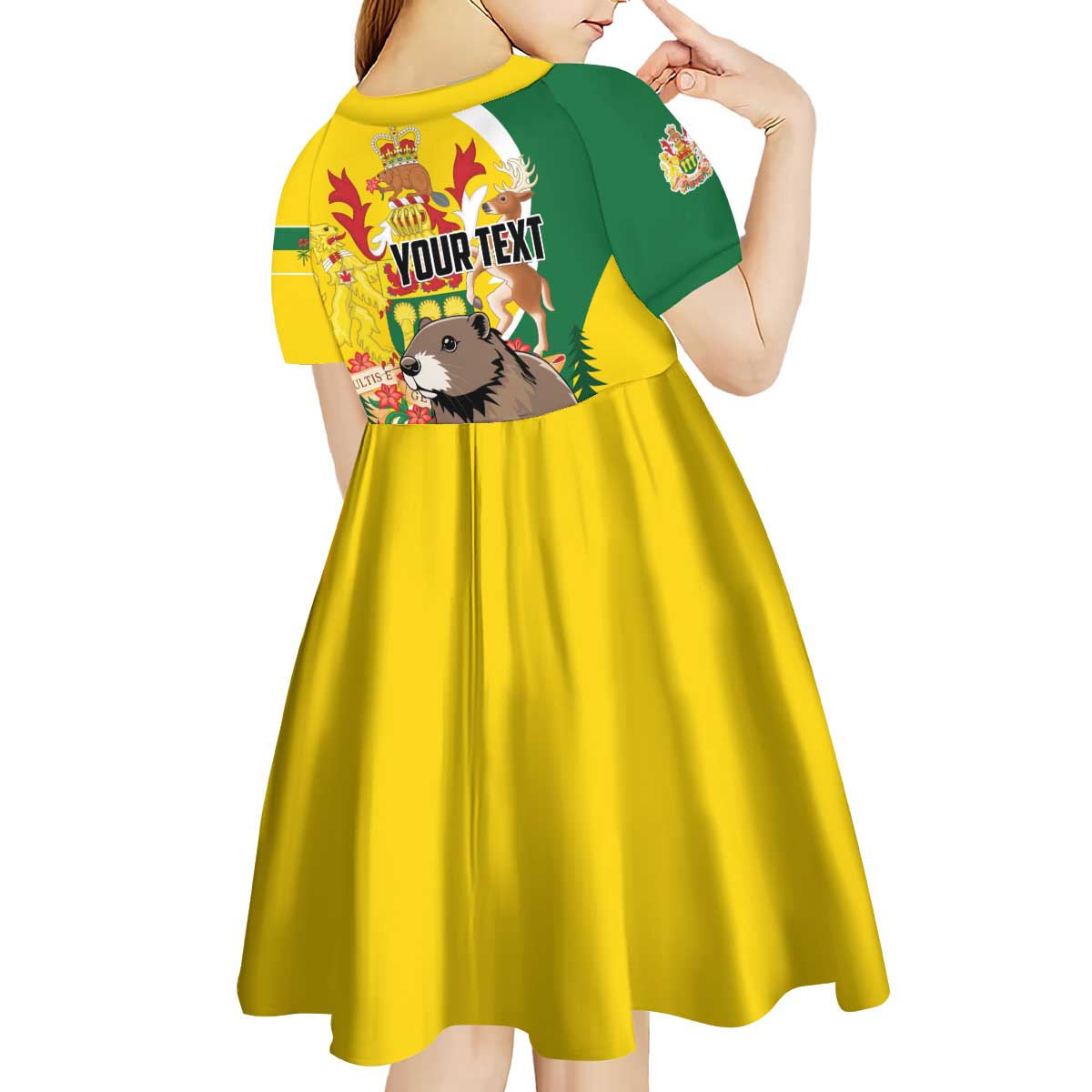Personalized Canada Saskatchewan Province Kid Short Sleeve Dress Multis e Gentibus Vires
