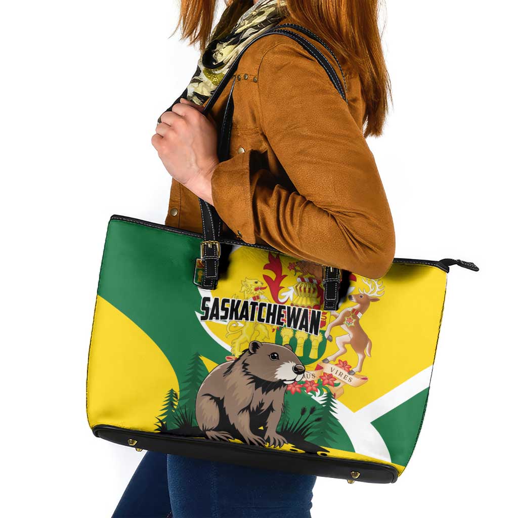 Canada Saskatchewan Province Leather Tote Bag Multis e Gentibus Vires
