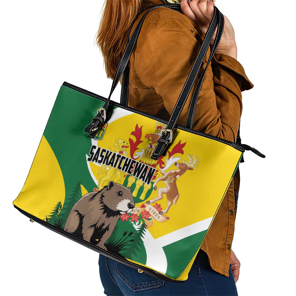 Canada Saskatchewan Province Leather Tote Bag Multis e Gentibus Vires