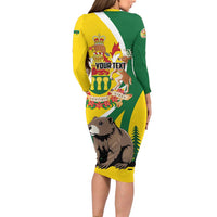 Personalized Canada Saskatchewan Province Long Sleeve Bodycon Dress Multis e Gentibus Vires