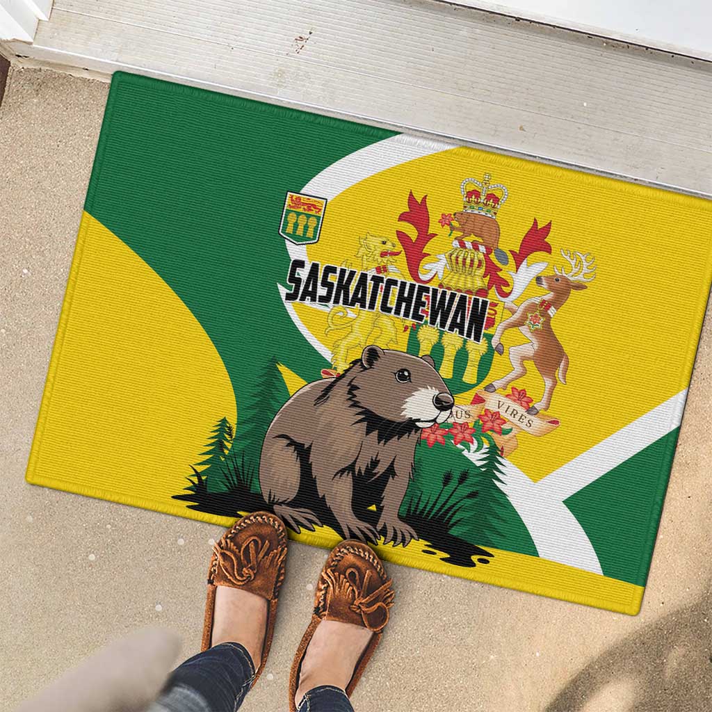 Canada Saskatchewan Province Rubber Doormat Multis e Gentibus Vires