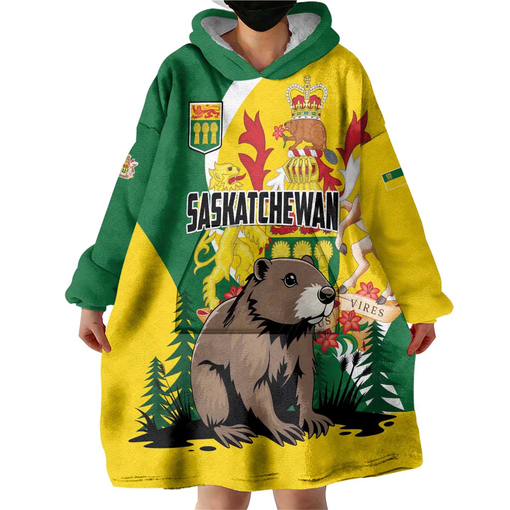 Personalized Canada Saskatchewan Province Wearable Blanket Hoodie Multis e Gentibus Vires