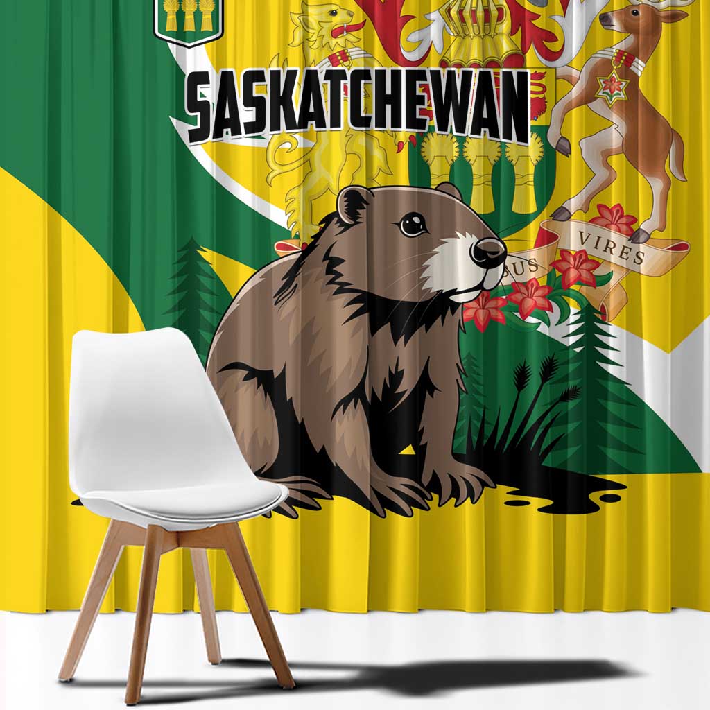 Canada Saskatchewan Province Window Curtain Multis e Gentibus Vires