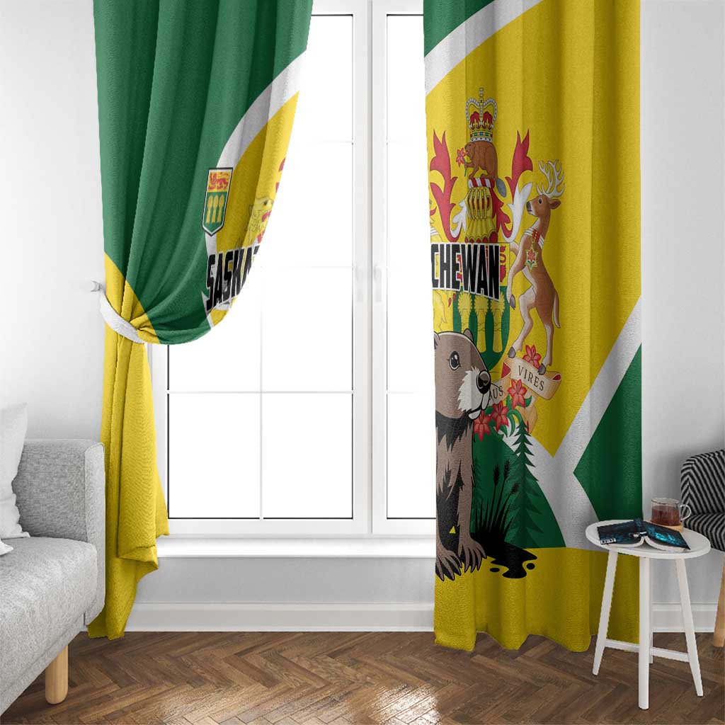 Canada Saskatchewan Province Window Curtain Multis e Gentibus Vires