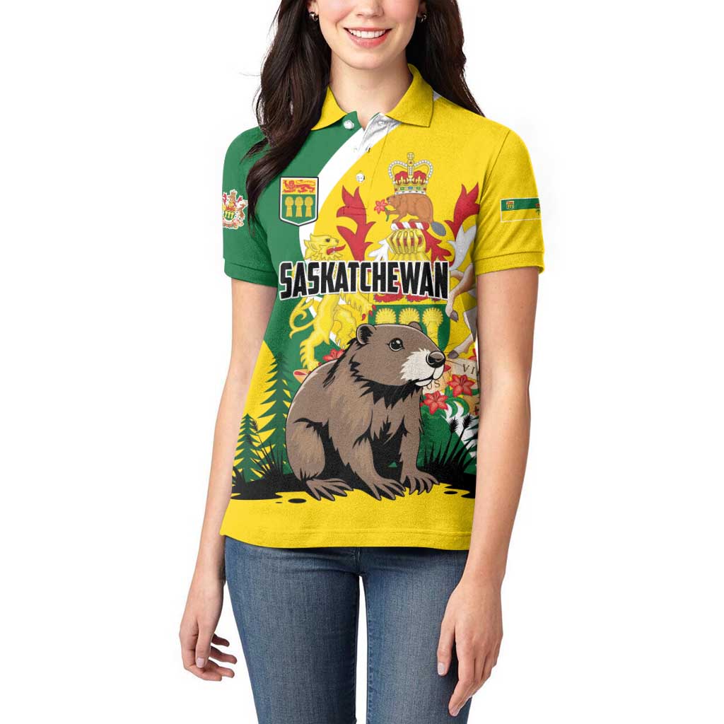 Personalized Canada Saskatchewan Province Women Polo Shirt Multis e Gentibus Vires