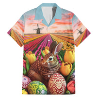Netherlands Easter 2024 Family Matching Mermaid Dress and Hawaiian Shirt Bunny With Tulips Flowers Field - Wonder Print Shop
