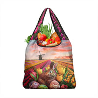 Netherlands Easter 2024 Grocery Bag Bunny With Tulips Flowers Field