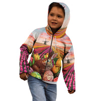 Netherlands Easter 2024 Kid Hoodie Bunny With Tulips Flowers Field - Wonder Print Shop
