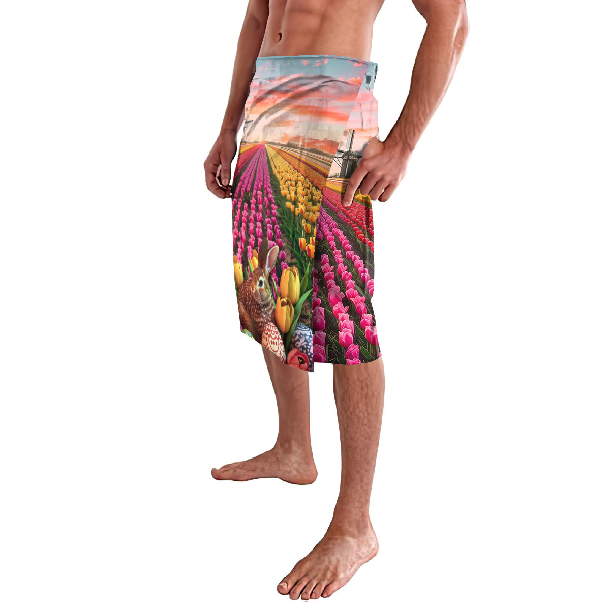 Netherlands Easter 2024 Lavalava Bunny With Tulips Flowers Field - Wonder Print Shop