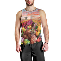 Netherlands Easter 2024 Men Tank Top Bunny With Tulips Flowers Field - Wonder Print Shop