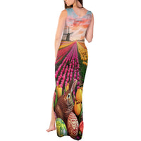 Netherlands Easter 2024 Tank Maxi Dress Bunny With Tulips Flowers Field - Wonder Print Shop