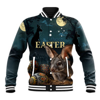 Australia Easter 2024 Baseball Jacket Bunny With Aboriginal Eggs At Starry Night - Wonder Print Shop