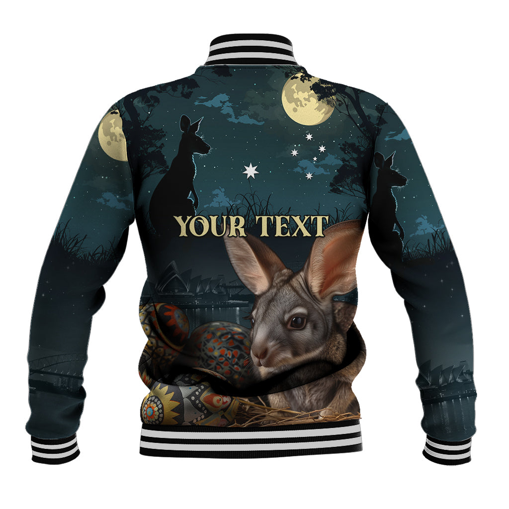 Australia Easter 2024 Baseball Jacket Bunny With Aboriginal Eggs At Starry Night - Wonder Print Shop