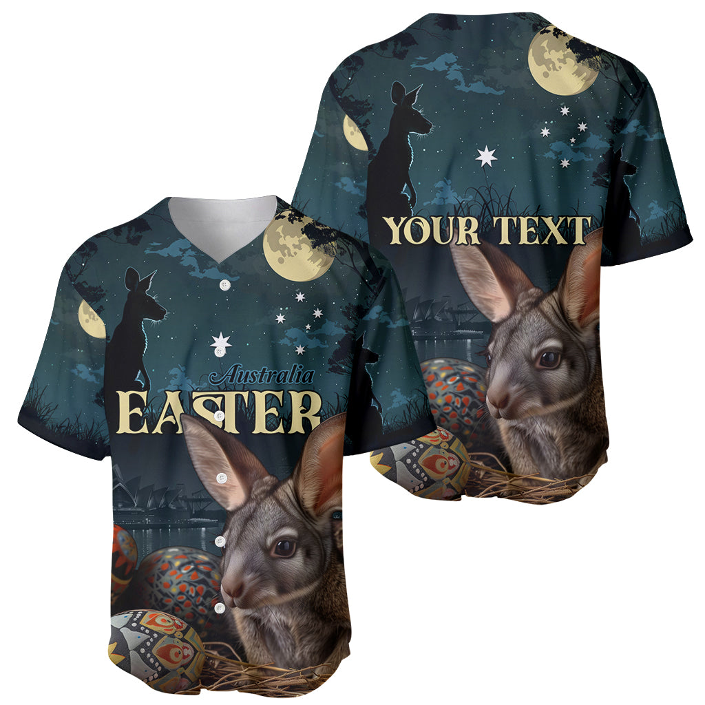 Australia Easter 2024 Baseball Jersey Bunny With Aboriginal Eggs At Starry Night - Wonder Print Shop