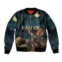 Australia Easter 2024 Bomber Jacket Bunny With Aboriginal Eggs At Starry Night - Wonder Print Shop