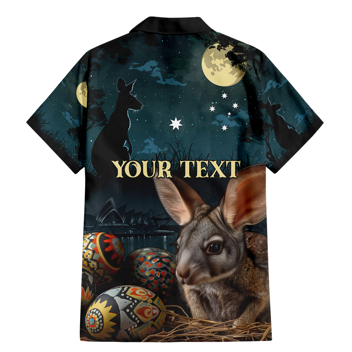 Australia Easter 2024 Family Matching Mermaid Dress and Hawaiian Shirt Bunny With Aboriginal Eggs At Starry Night - Wonder Print Shop