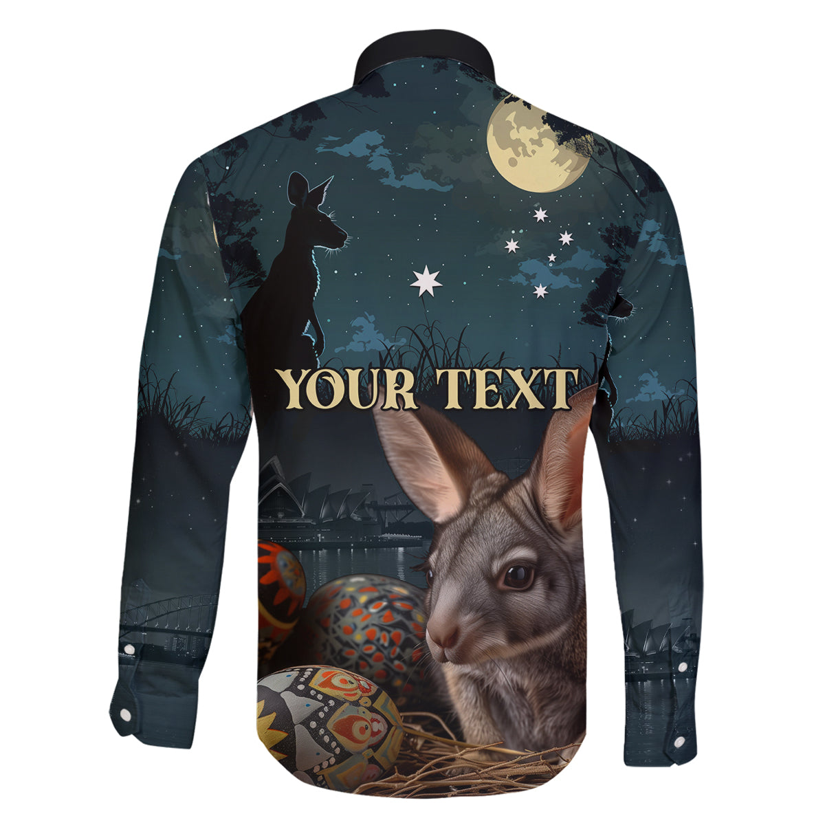 Australia Easter 2024 Family Matching Mermaid Dress and Hawaiian Shirt Bunny With Aboriginal Eggs At Starry Night - Wonder Print Shop