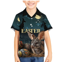 Australia Easter 2024 Family Matching Mermaid Dress and Hawaiian Shirt Bunny With Aboriginal Eggs At Starry Night - Wonder Print Shop