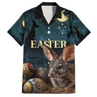 Australia Easter 2024 Family Matching Off Shoulder Maxi Dress and Hawaiian Shirt Bunny With Aboriginal Eggs At Starry Night - Wonder Print Shop