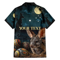 Australia Easter 2024 Family Matching Puletasi and Hawaiian Shirt Bunny With Aboriginal Eggs At Starry Night - Wonder Print Shop