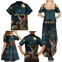 Australia Easter 2024 Family Matching Summer Maxi Dress and Hawaiian Shirt Bunny With Aboriginal Eggs At Starry Night - Wonder Print Shop