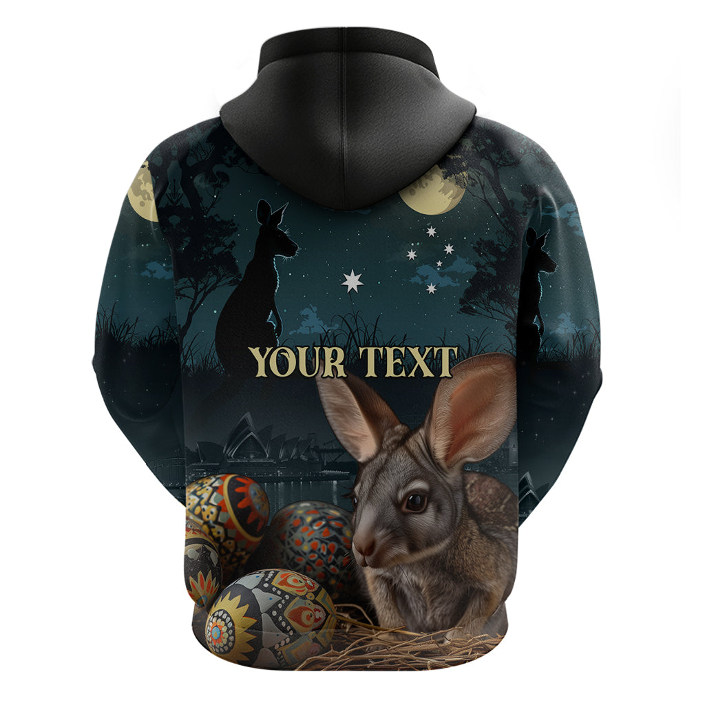 Australia Easter 2024 Hoodie Bunny With Aboriginal Eggs At Starry Night - Wonder Print Shop