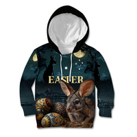 Australia Easter 2024 Kid Hoodie Bunny With Aboriginal Eggs At Starry Night - Wonder Print Shop