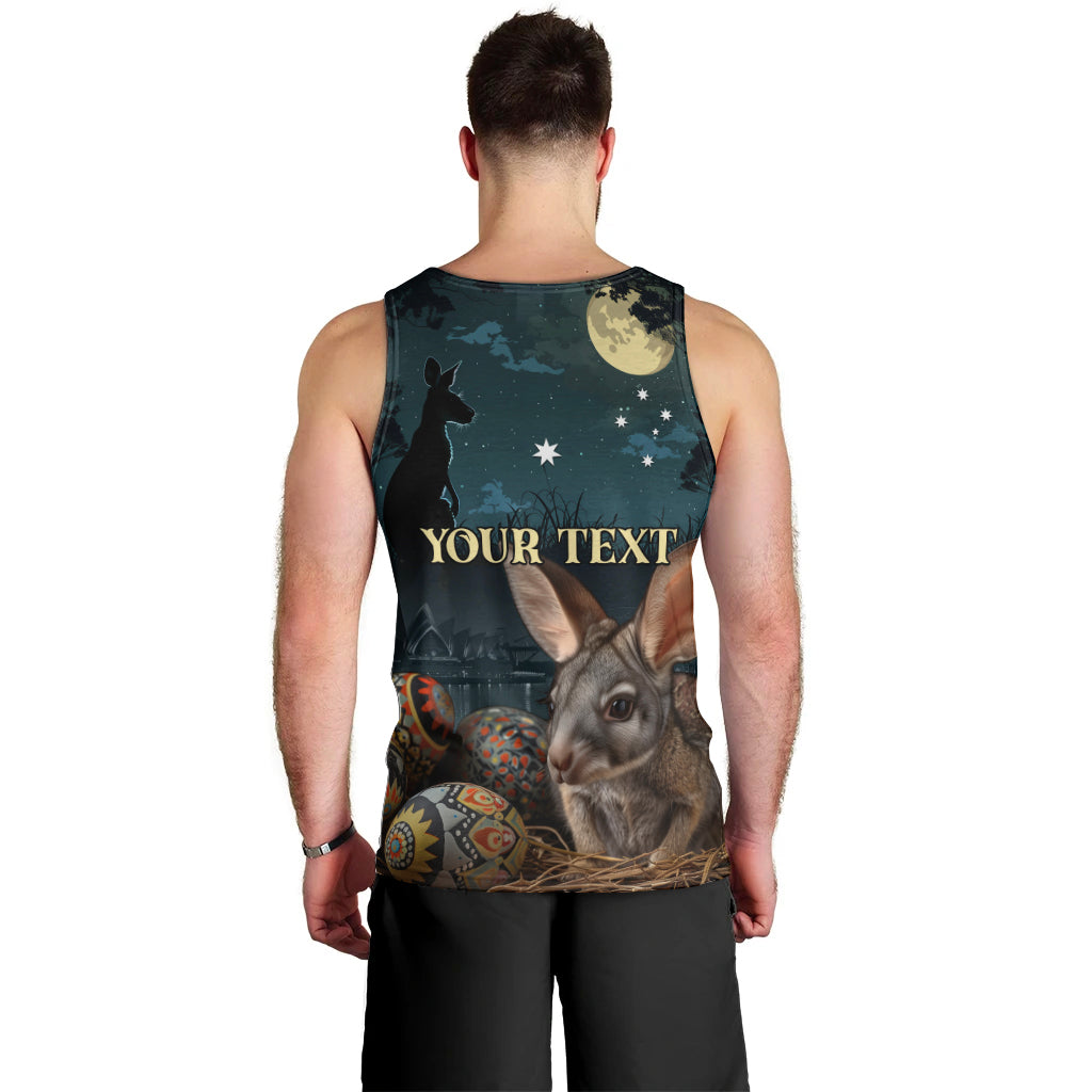 Australia Easter 2024 Men Tank Top Bunny With Aboriginal Eggs At Starry Night - Wonder Print Shop