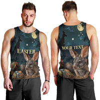 Australia Easter 2024 Men Tank Top Bunny With Aboriginal Eggs At Starry Night - Wonder Print Shop