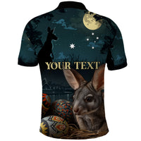 Australia Easter 2024 Polo Shirt Bunny With Aboriginal Eggs At Starry Night - Wonder Print Shop