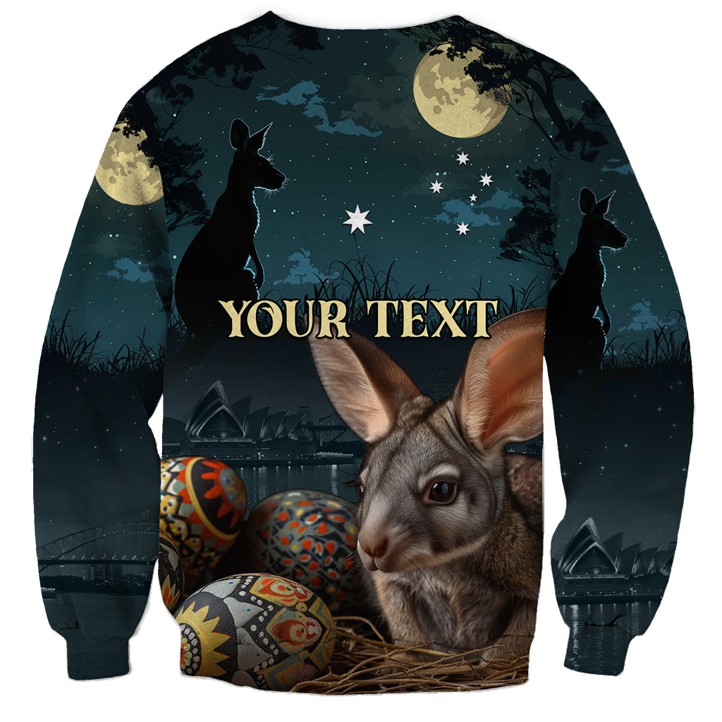 Australia Easter 2024 Sweatshirt Bunny With Aboriginal Eggs At Starry Night - Wonder Print Shop
