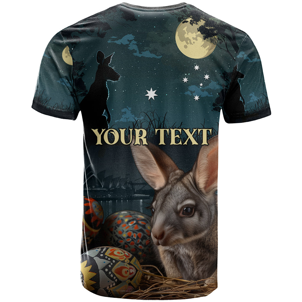 Australia Easter 2024 T Shirt Bunny With Aboriginal Eggs At Starry Night - Wonder Print Shop