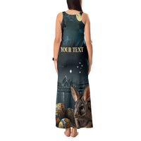 Australia Easter 2024 Tank Maxi Dress Bunny With Aboriginal Eggs At Starry Night - Wonder Print Shop