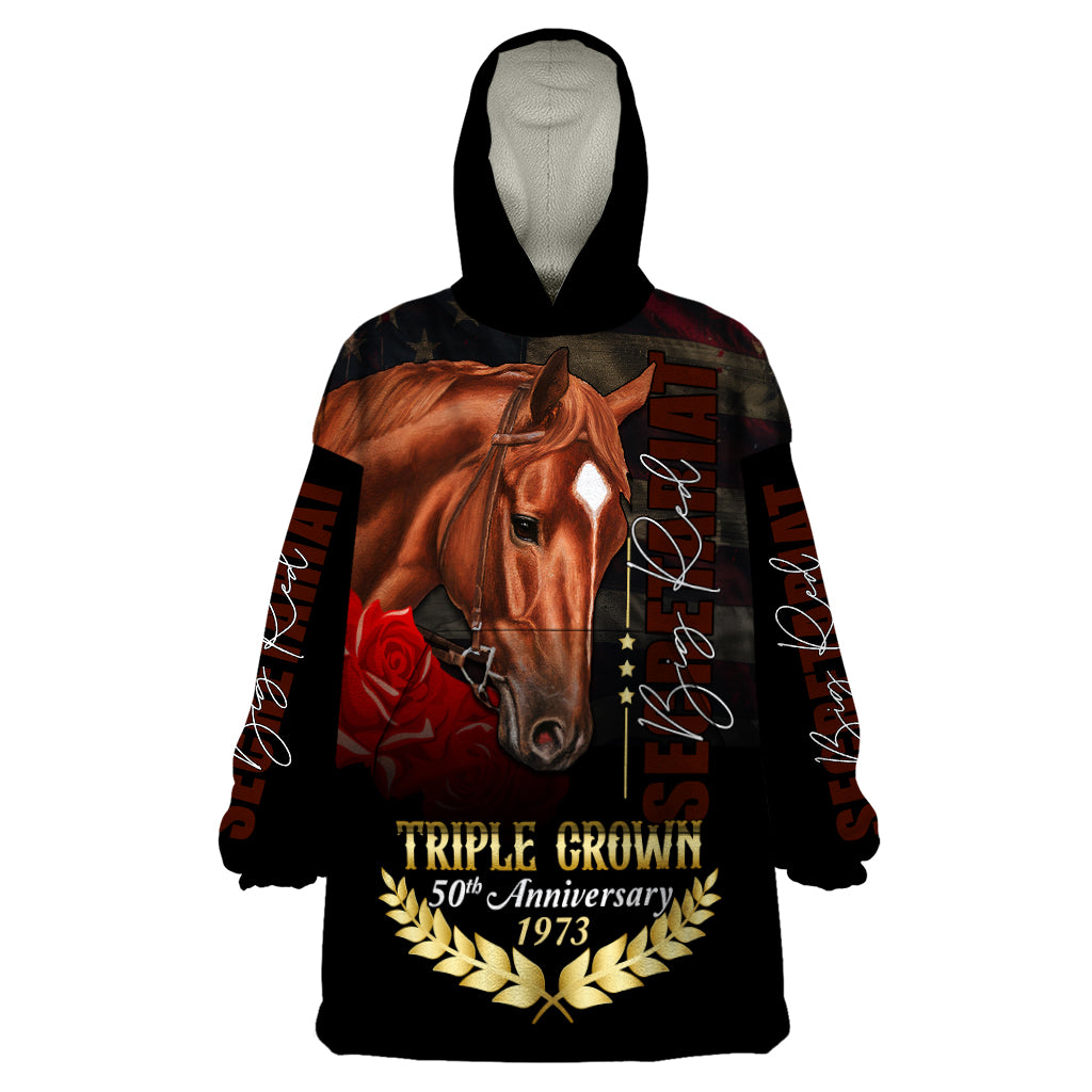 The 50th Anniversary Of Secretariat Horse Wearable Blanket Hoodie Triple Crown 1973