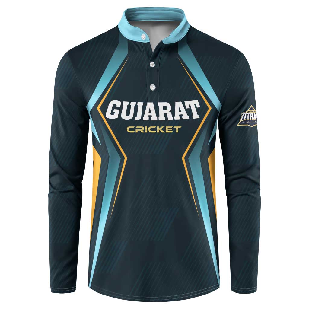 Custom Gujarat 2025 Cricket Titans Button Sweatshirt Aava De Race With The Titans