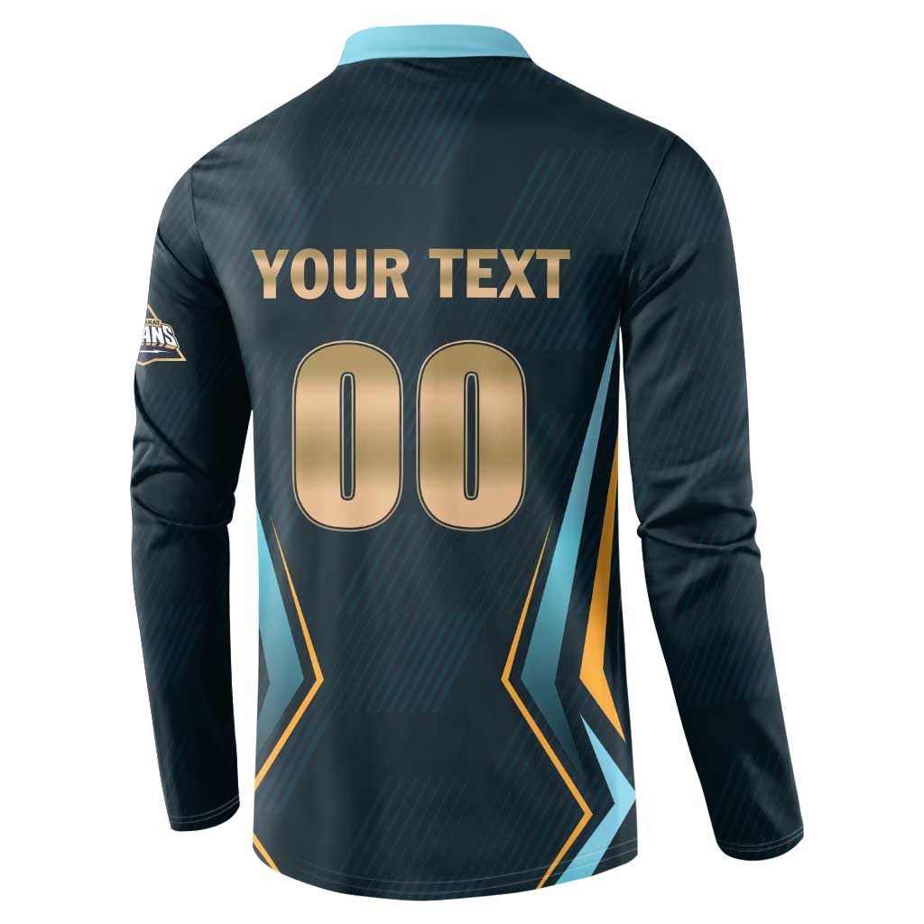 Custom Gujarat 2025 Cricket Titans Button Sweatshirt Aava De Race With The Titans