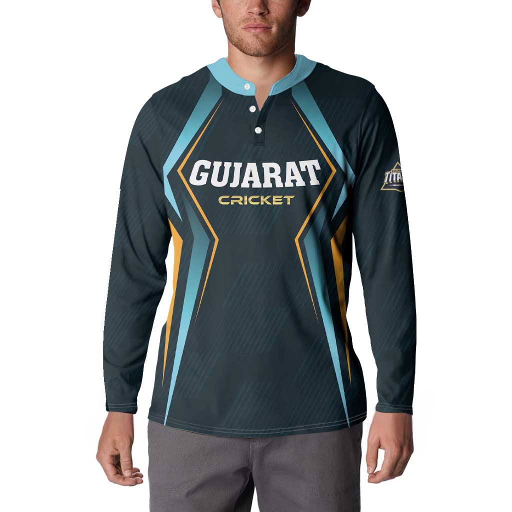 Custom Gujarat 2025 Cricket Titans Button Sweatshirt Aava De Race With The Titans