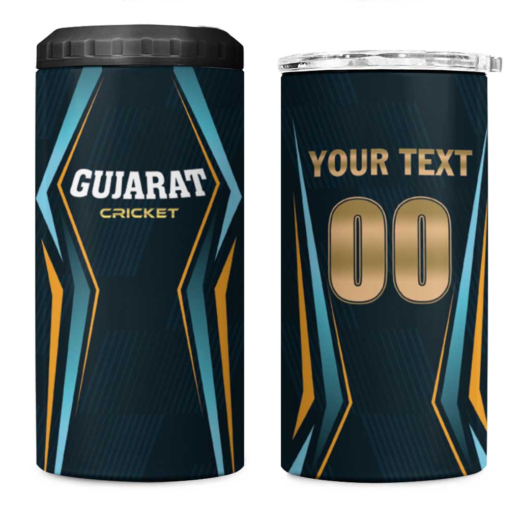 Custom Gujarat 2025 Cricket Titans 4 in 1 Can Cooler Tumbler Aava De Race With The Titans