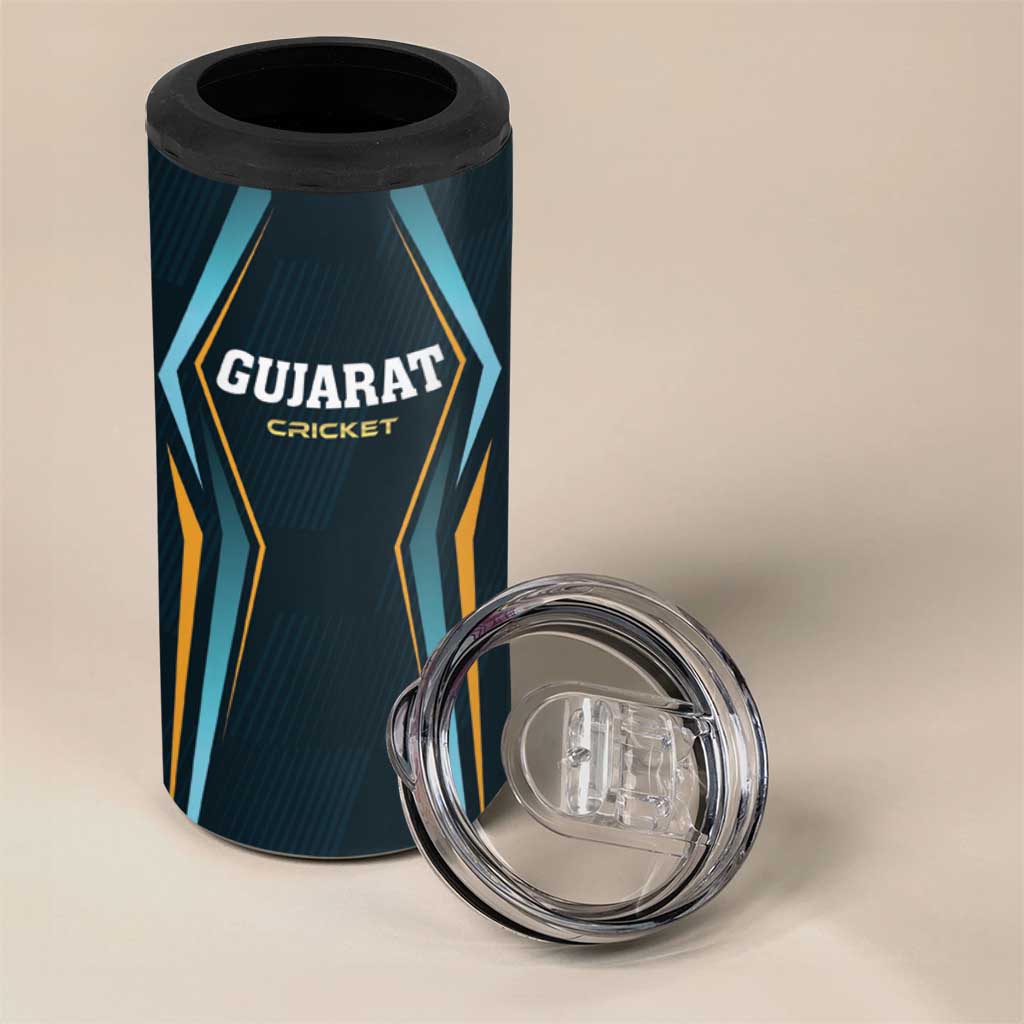 Custom Gujarat 2025 Cricket Titans 4 in 1 Can Cooler Tumbler Aava De Race With The Titans