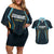 Custom Gujarat 2025 Cricket Titans Couples Matching Off Shoulder Short Dress and Hawaiian Shirt Aava De Race With The Titans