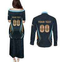 Custom Gujarat 2025 Cricket Titans Couples Matching Puletasi and Long Sleeve Button Shirt Aava De Race With The Titans