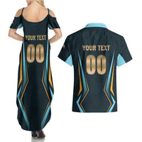 Custom Gujarat 2025 Cricket Titans Couples Matching Summer Maxi Dress and Hawaiian Shirt Aava De Race With The Titans