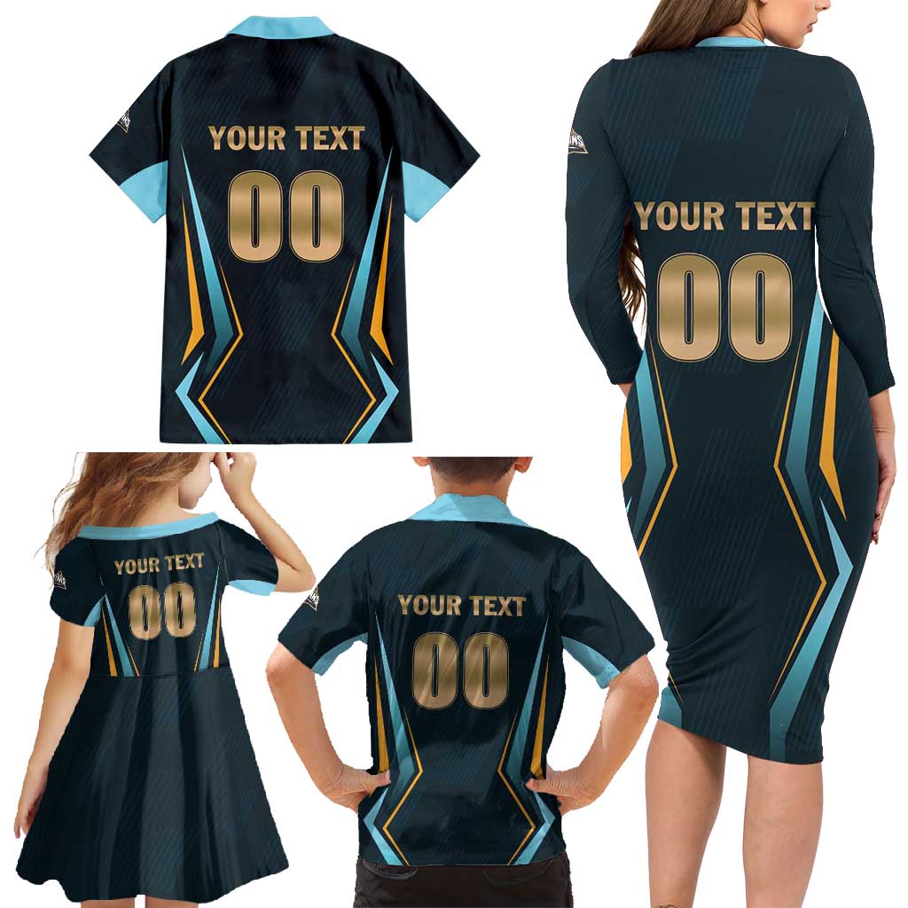 Custom Gujarat 2025 Cricket Titans Family Matching Long Sleeve Bodycon Dress and Hawaiian Shirt Aava De Race With The Titans