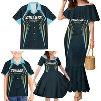 Custom Gujarat 2025 Cricket Titans Family Matching Mermaid Dress and Hawaiian Shirt Aava De Race With The Titans