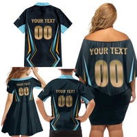Custom Gujarat 2025 Cricket Titans Family Matching Off Shoulder Short Dress and Hawaiian Shirt Aava De Race With The Titans