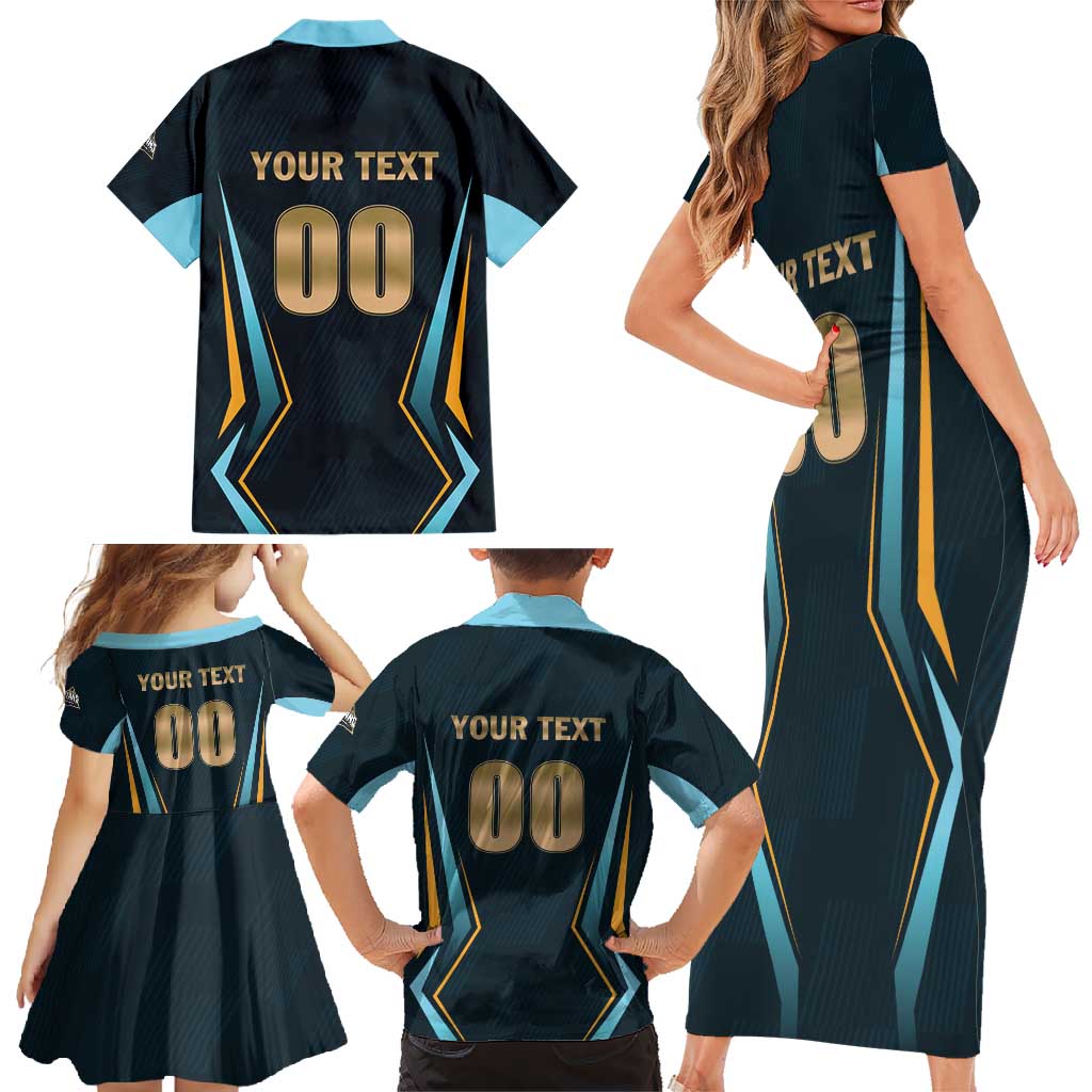 Custom Gujarat 2025 Cricket Titans Family Matching Short Sleeve Bodycon Dress and Hawaiian Shirt Aava De Race With The Titans