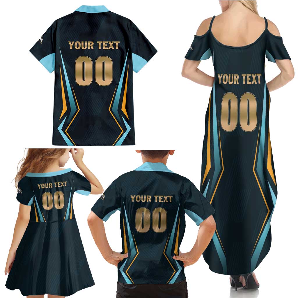 Custom Gujarat 2025 Cricket Titans Family Matching Summer Maxi Dress and Hawaiian Shirt Aava De Race With The Titans