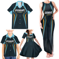 Custom Gujarat 2025 Cricket Titans Family Matching Tank Maxi Dress and Hawaiian Shirt Aava De Race With The Titans