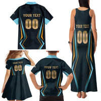 Custom Gujarat 2025 Cricket Titans Family Matching Tank Maxi Dress and Hawaiian Shirt Aava De Race With The Titans