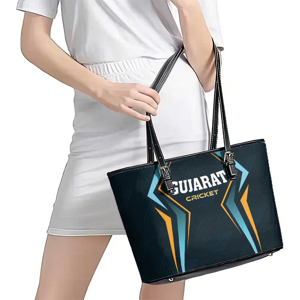 Gujarat 2025 Cricket Titans Leather Tote Bag Aava De Race With The Titans